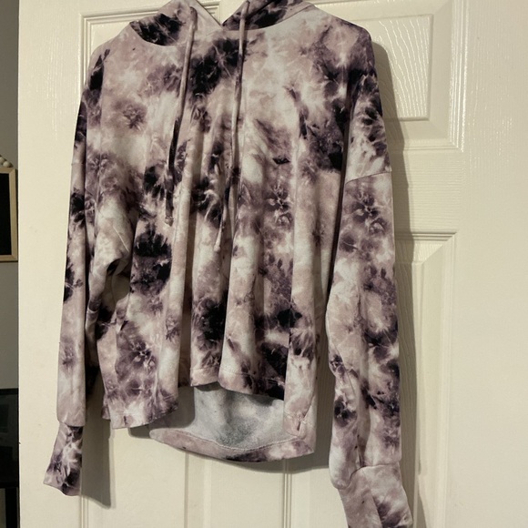 Y2K Cozy Tie Dye Lounge Set Cropped Hoodie & Shorts Soft Girl Womens Medium PJ - Picture 9 of 10
